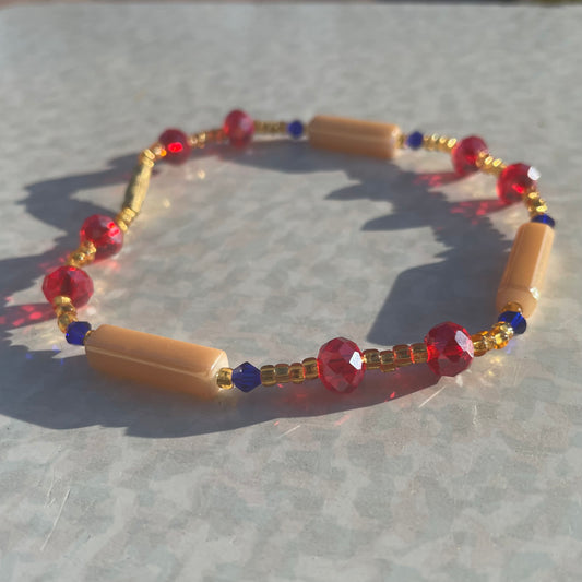 Ruby Gold Bar Anklet